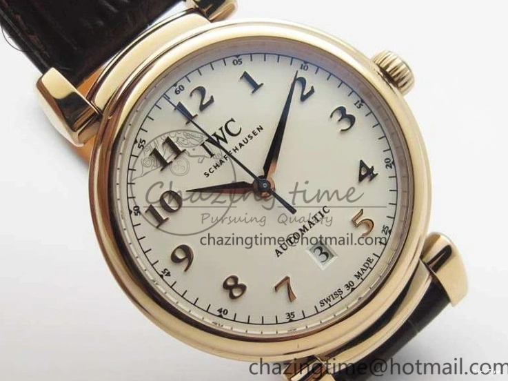 MIROTIME 0112 Da Vinci IW356601 RG TW 1:1 Best Edition White Dial On Brown Leather Strap A DailyWear 7237